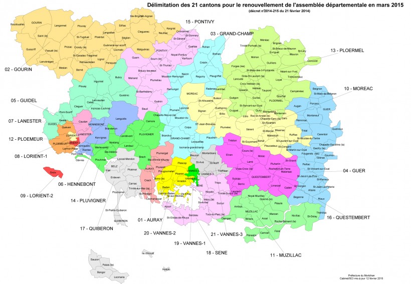 La carte des nouveaux cantons du Morbihan