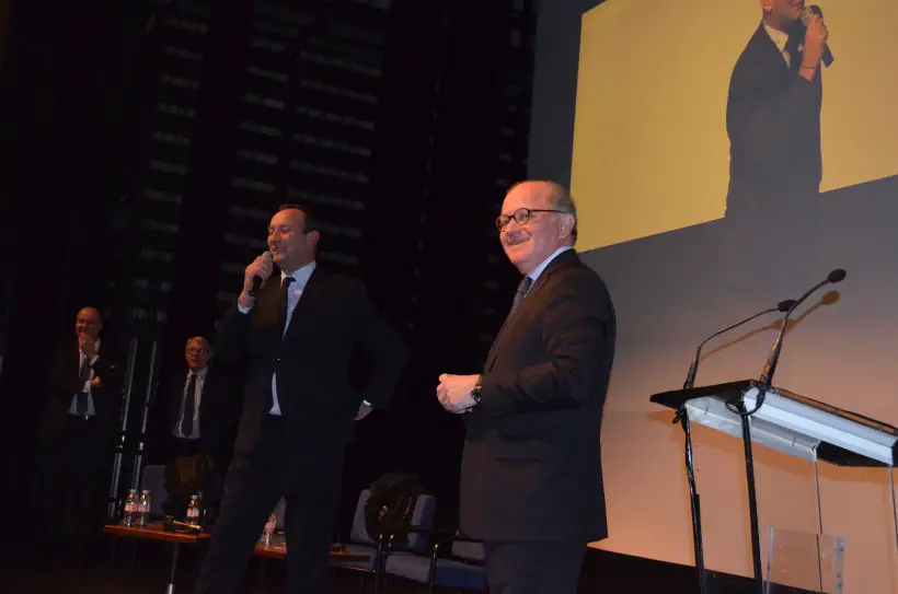François Goulard (à droite) lors de la soirée de présentation des candidats de la majorité départementale