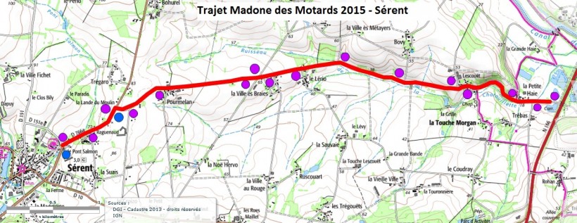 Le trajet entre Saint Marcel et Sérent