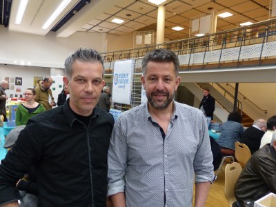 Bertrand Galic et Marc Lizano à la Biennale du livre d'histoire à Pontivy, le 24 avril.