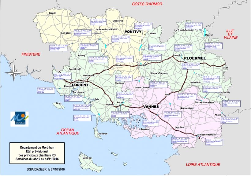 morbihan carte routiere