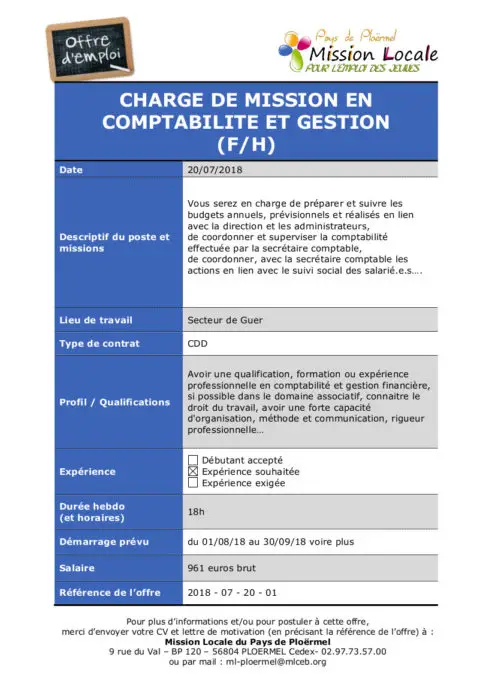 S29 - 2018 - 07 - 20 - 01 Charge de mission en comptabilite et gestion Les Landes